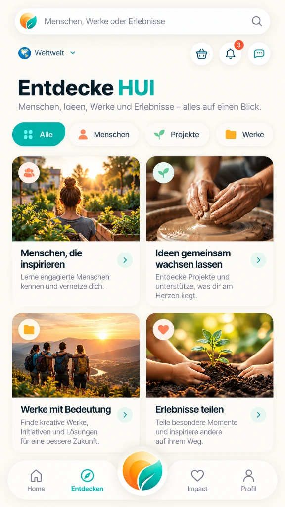 Die Welt von HUI auf der Entdecken-Seite